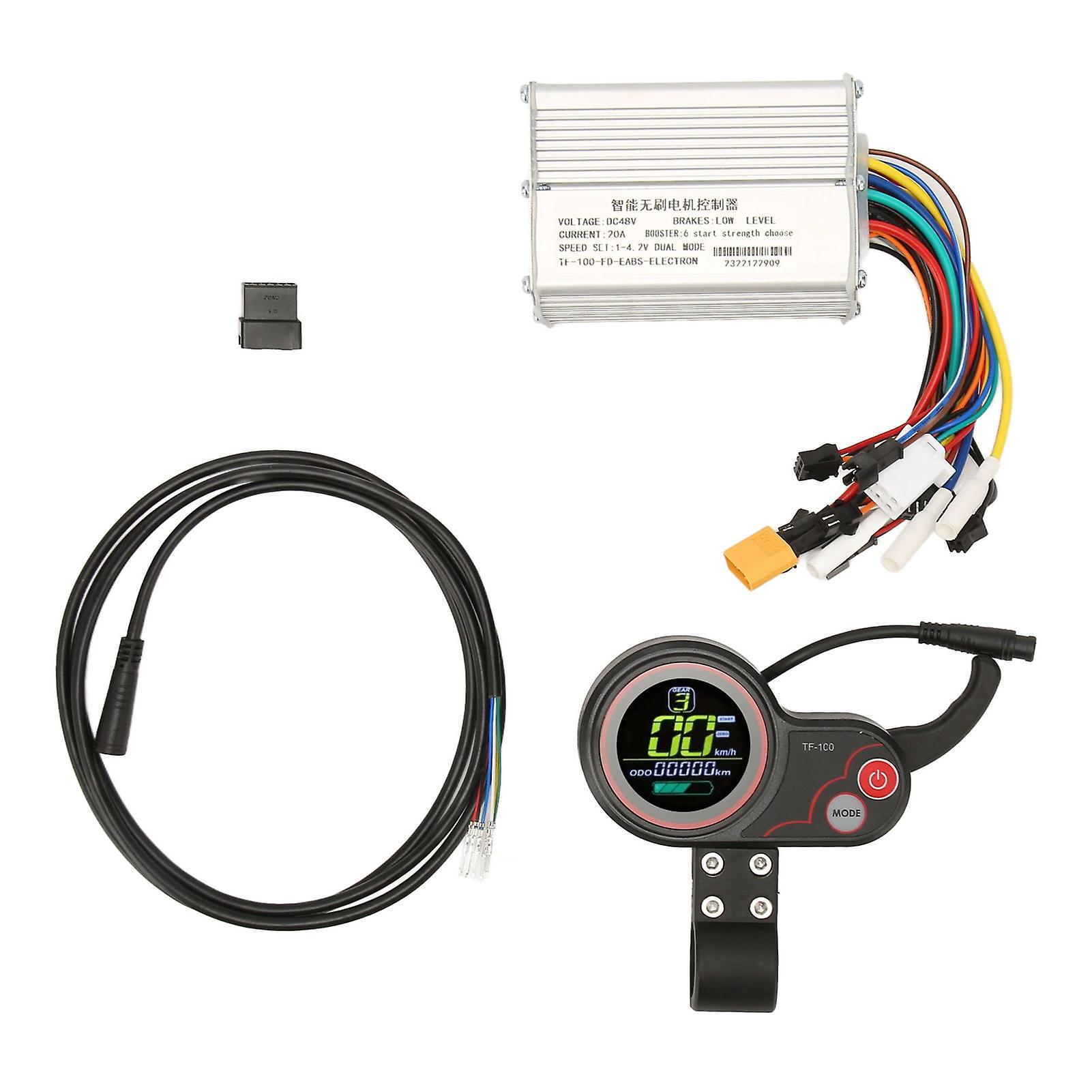 48V 20A Motor Brushless Controller with Display Panel 3 Level Backlight Aluminium Alloy for Electric Bike Scooter