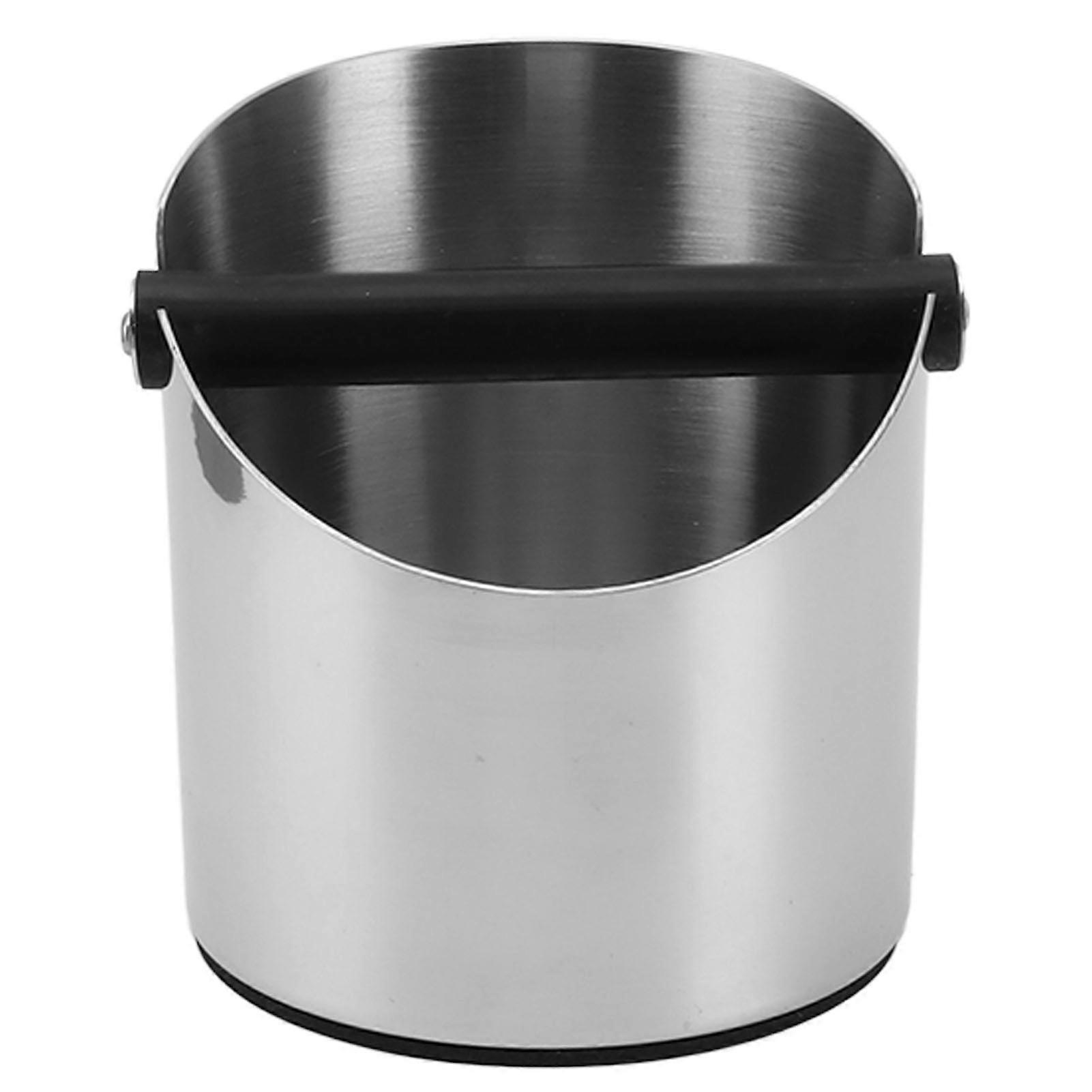Coffee Knock Box Round Stainless Steel Coffee Machine Knock Box Anti Slip Base Large Capacity Slug Bucket