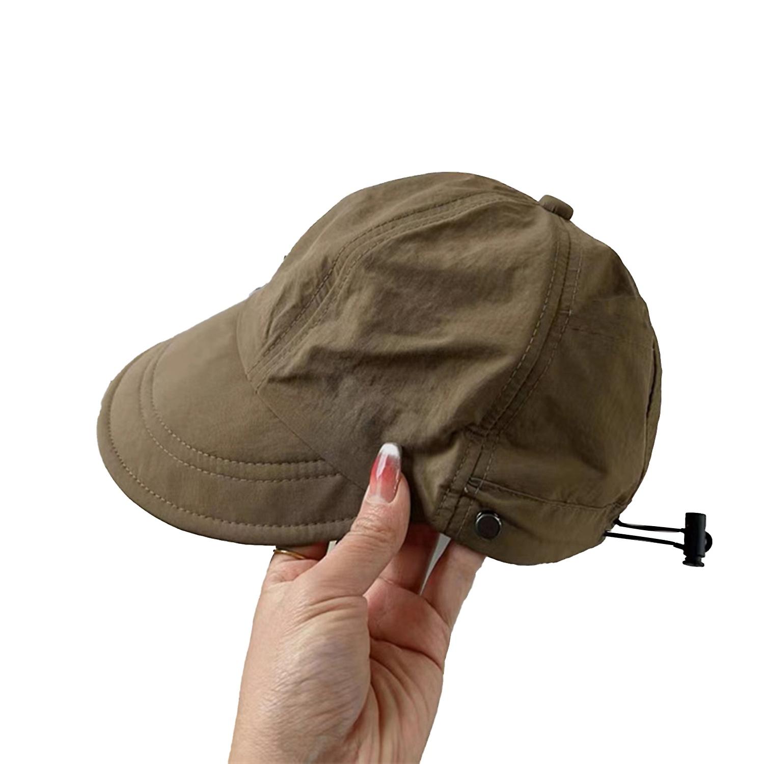 Women Peaked Cap Comfortable Sun Protection Drawstring Breathable Adjustable Anti-UV Solid Color Cam
