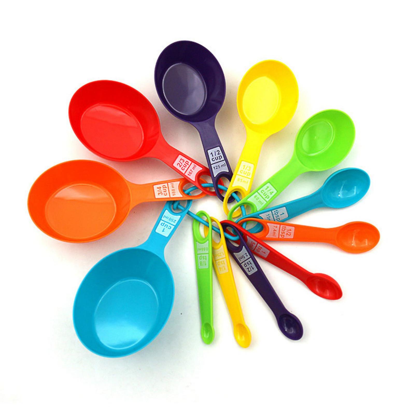 12-Piece Colorful Measuring Cups and Spoons Set: Safe, Healthy, Easy Storage, DIY Stackable Nesting Kitchen Measuring Tools(Random Color)