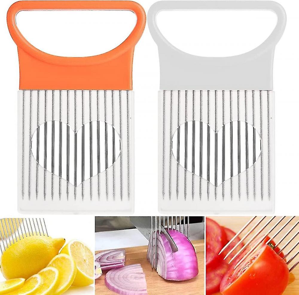 2pcs Kitchen Cutting Tool Slicer Holder (orange + White)