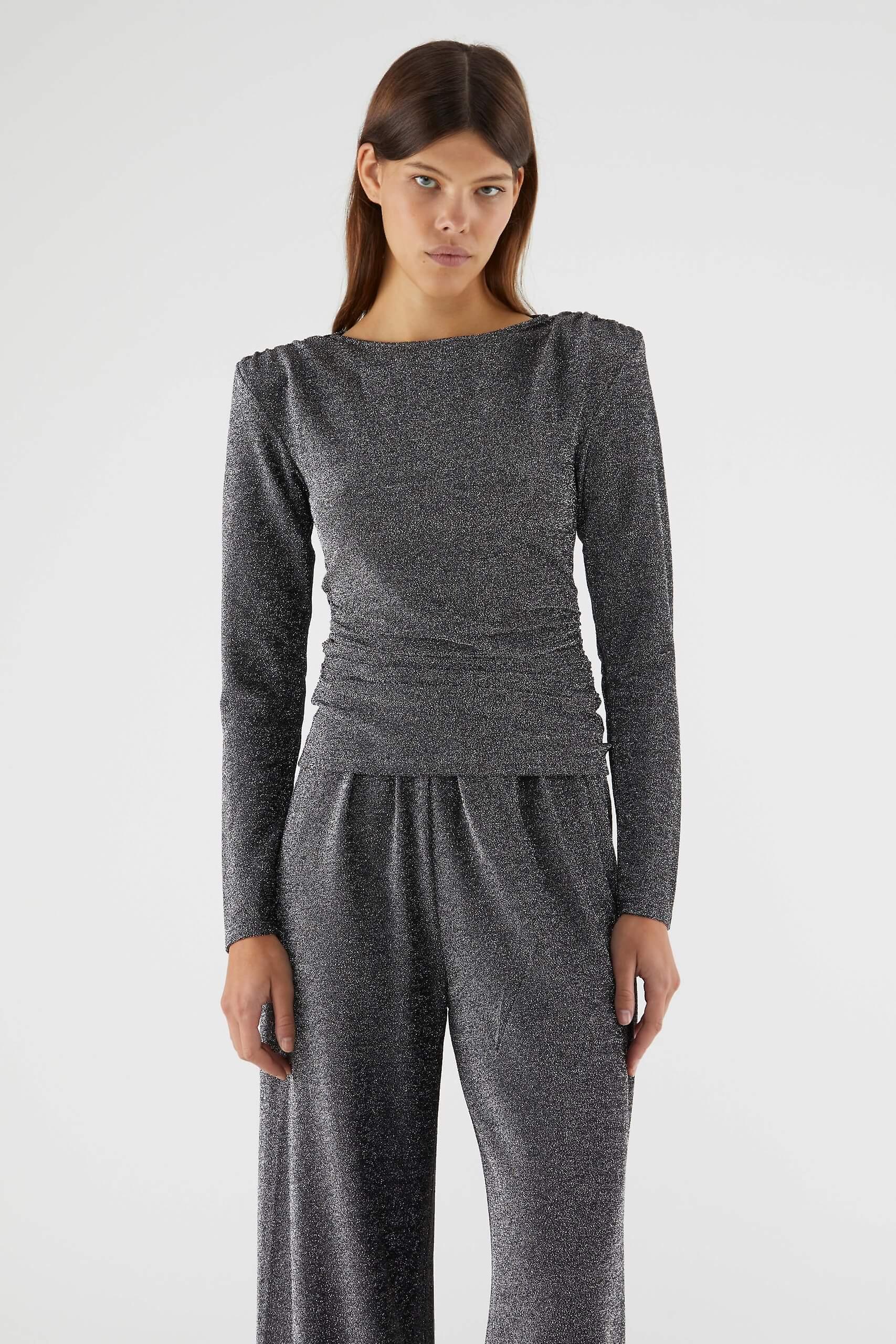 Compania Fantastica Silver shiny long sleeve top