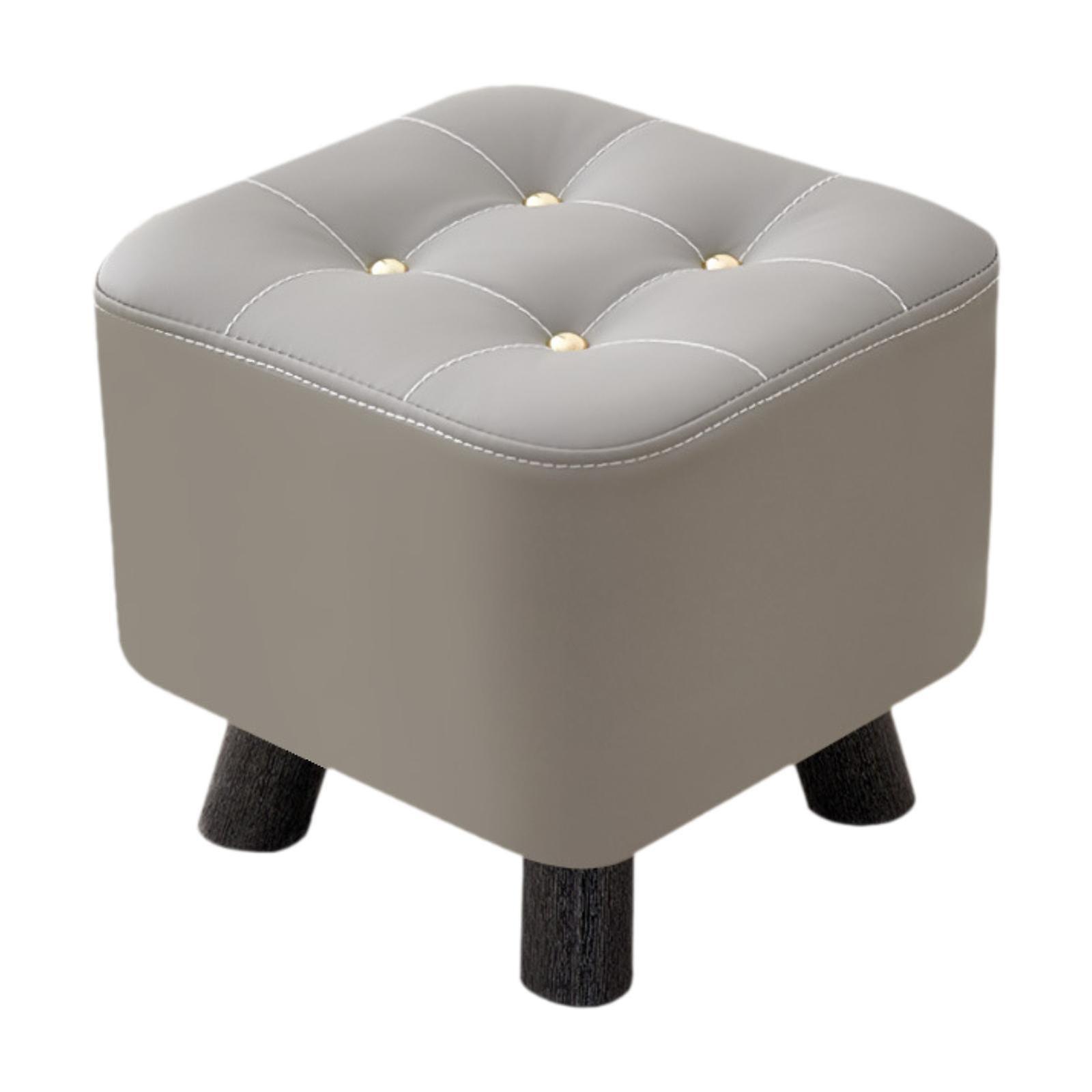 Small Square Footstool Comfortable Ottoman Stool for Office Entryway Bedroom Grey