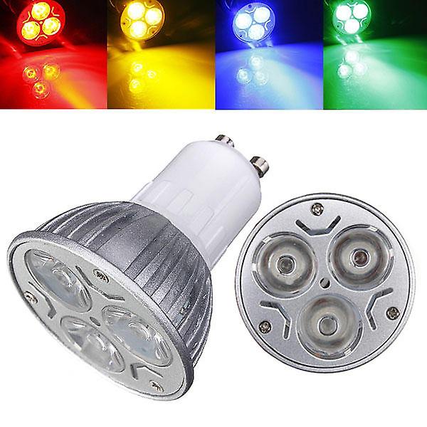 Gu10 3w Ac 220v 3 Leds Red/yellow/blue/green Led Spot Light Bulbs