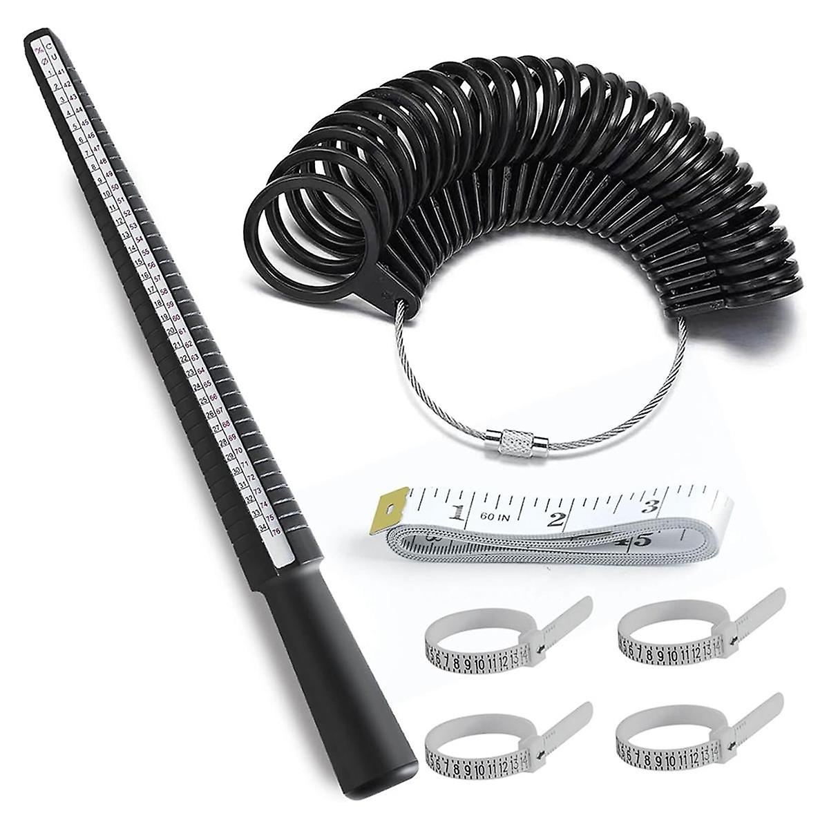 L’outil de mesure de baguiste de 7 pièces pour hommes et femmes comprend un mesureur de bagues, des baguiers, un kit de fabrication de bagues
