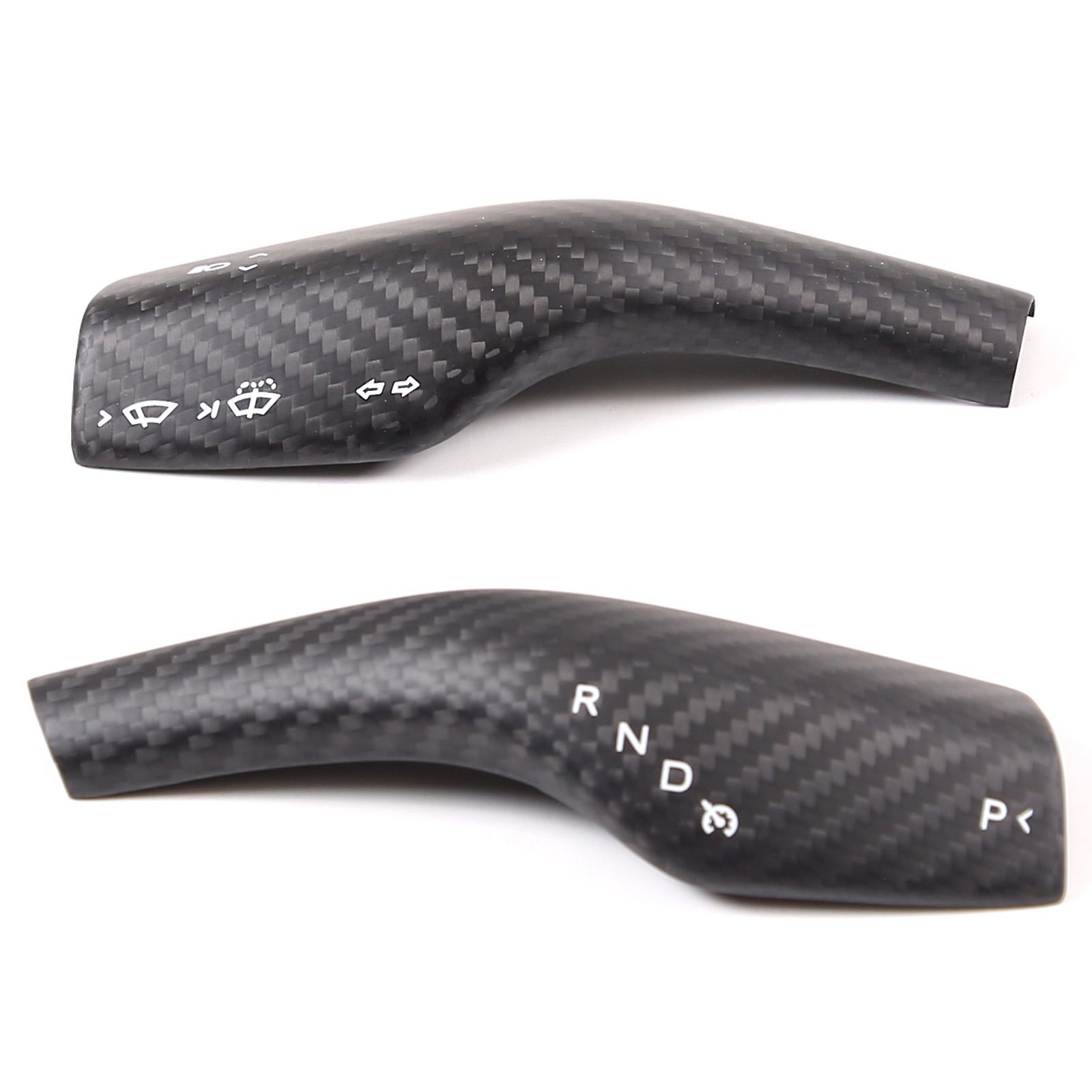 For Tesla Model 3 Y 2016-2022 Real Carbon Fiber Car Turn Signal Windshield Wiper Lever Switch Cover Trim Sticker Car Accessories