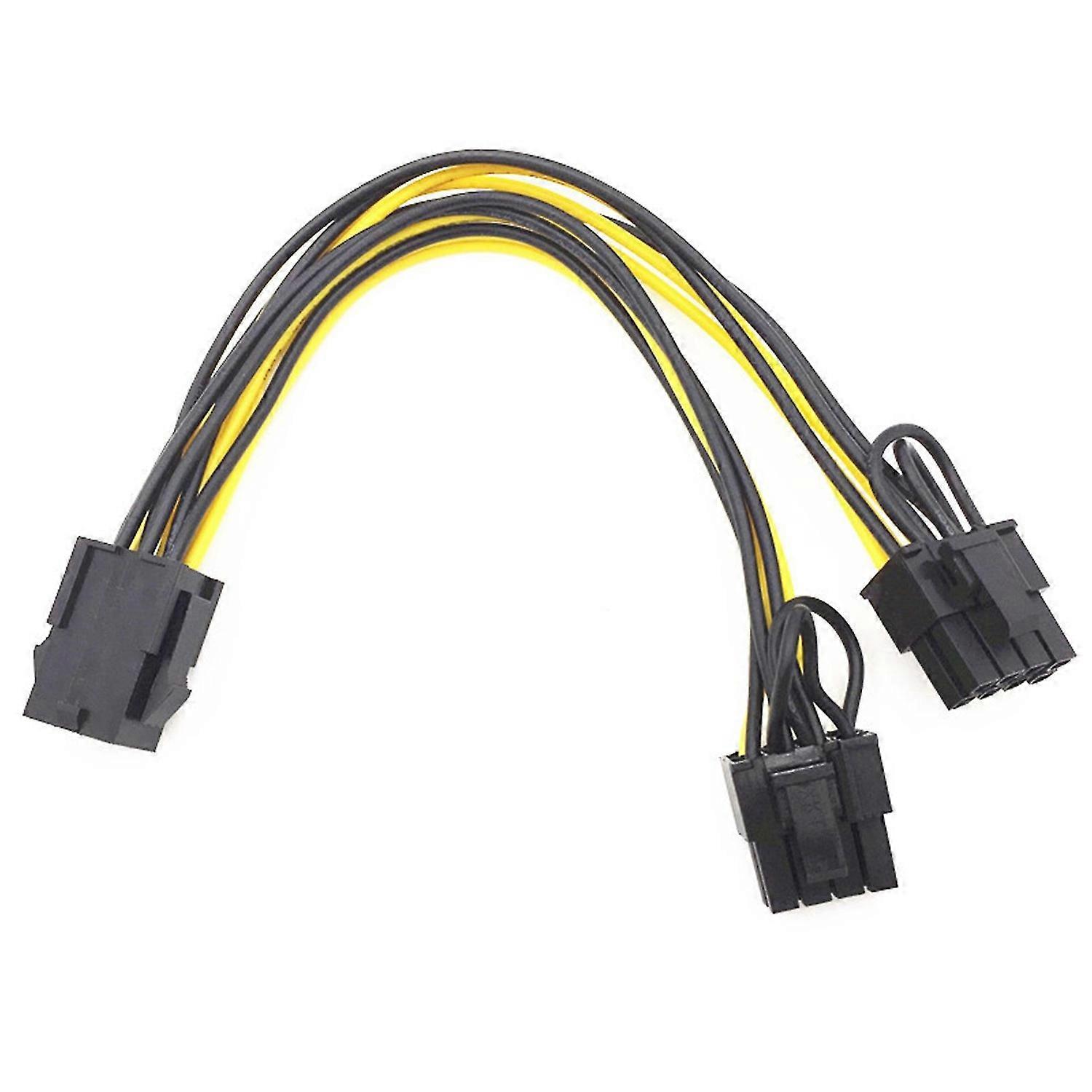 20cm 6Pin to Dual 8Pin Power Extension Cable Durable Graphics Card Power Cord Adapter for Computer P