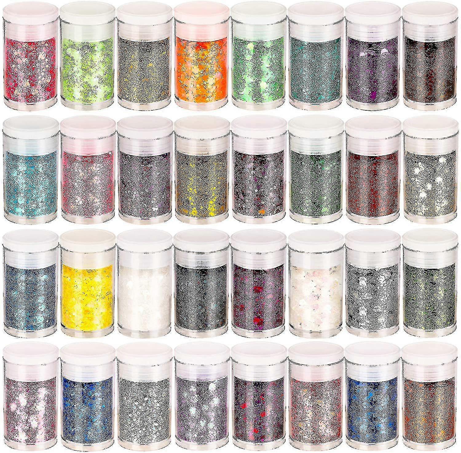 بريق ناعم لامع للصياغة ، 32 لونا من بريق الأظافر ، بريق الوجه مسحوق قوس قزح الجسم بريق الوشم بريق - Youa