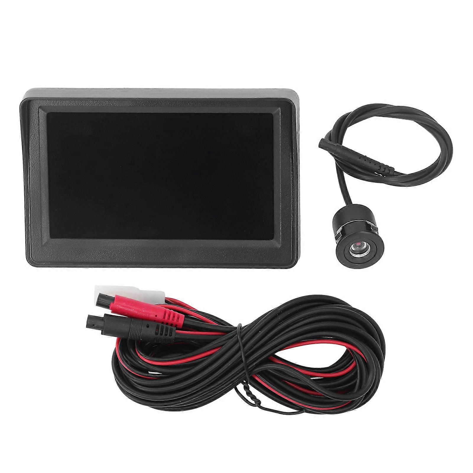 Backup Camera 4.3in Monitor Kit Car Rear View Parking System Waterpoof Night Vision for RVs Trailers Trucks Pickups Round Camera NO.54574