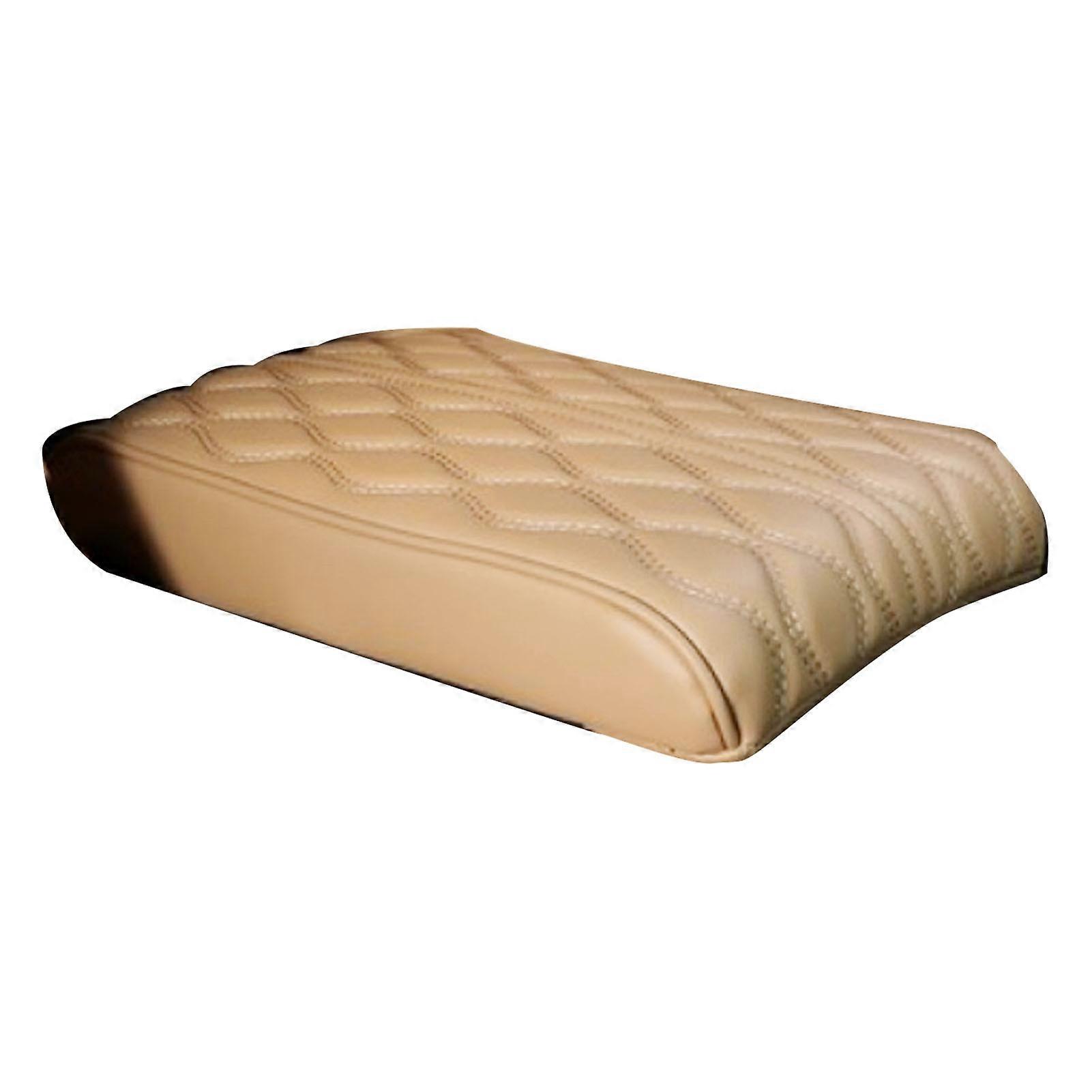 Armrest Seat Box Cover Comfortable Touch PU Leather Car Center Console Arm Rest Pad Universal for Vehicle Beige