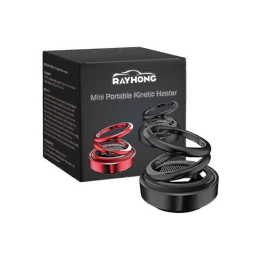 5x Mini Portable Kinetic Heater Solar Powered Auto Rotating Double Ring Car Dec