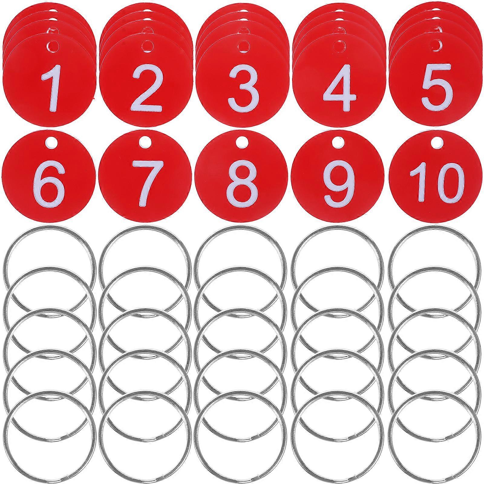 50 Sets Round Number Tags Acrylic Number Tags Portable Number Tags Hanging Number Tags with Rings