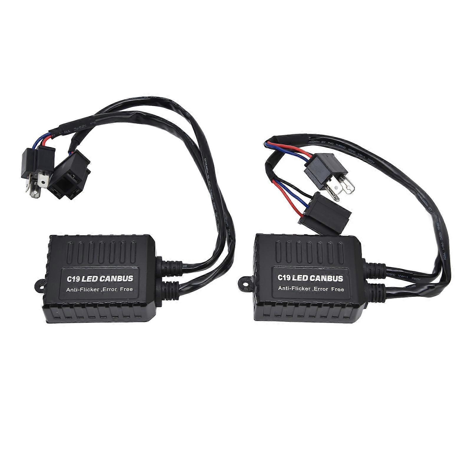 2Pcs LED Canbus Decoder C19 H4 Universal Anti Flicker Harness Filter Accessory for Headlight Bulb YEMAA