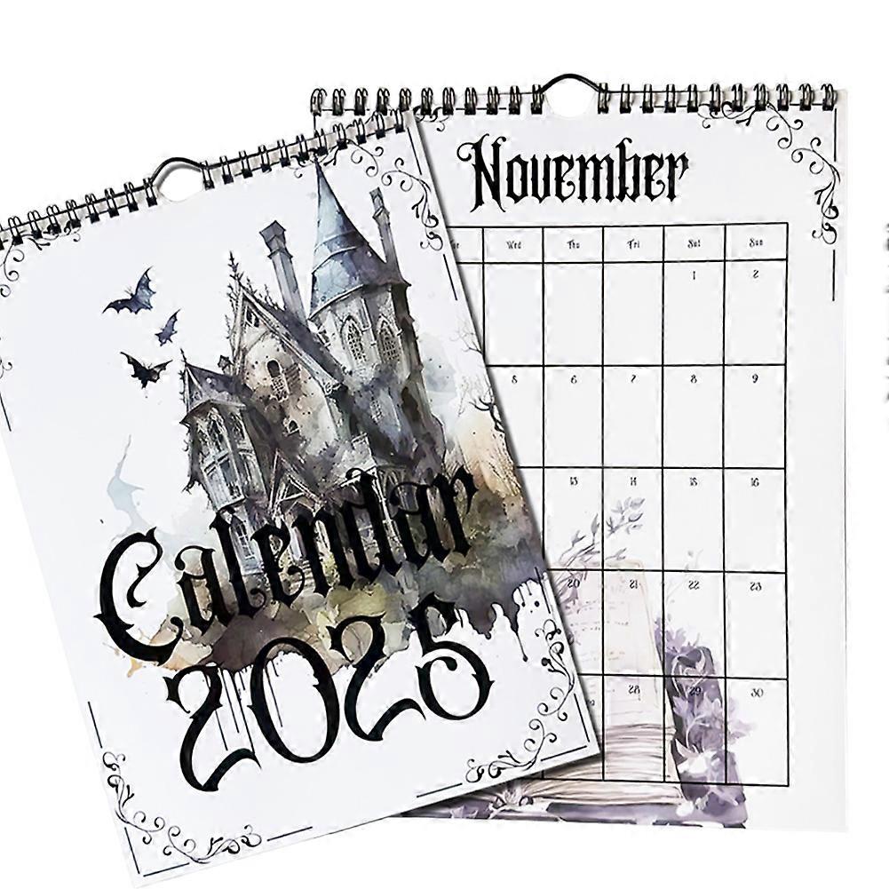 Witchy Goth 2025 Calendar Gothic Pagan Pages 2025 Planificator lunar A4 Dimensiune Gothic Calendar lunar