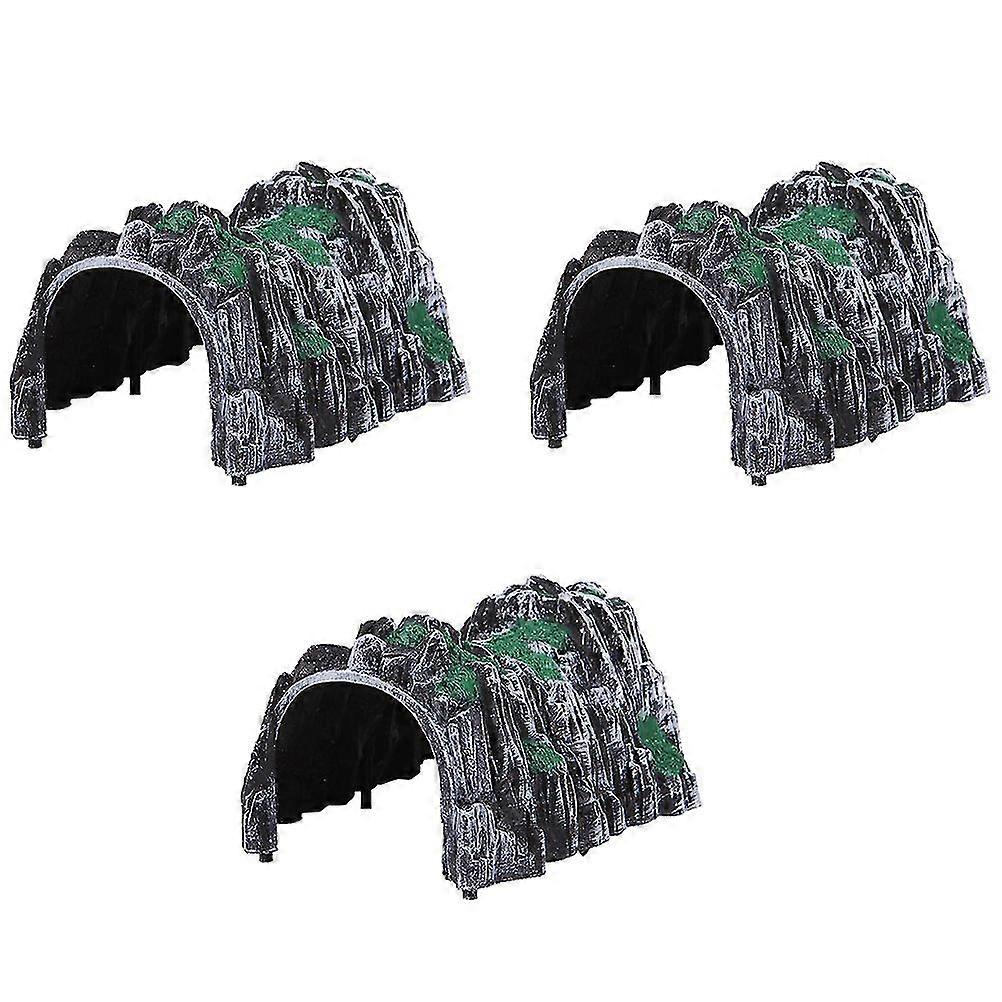 3 قطع الحرف اليدوية الأولاد نموذج قطار مشهد اللعب الأولاد خشبي قطار نفق لعبة كهف لعبة