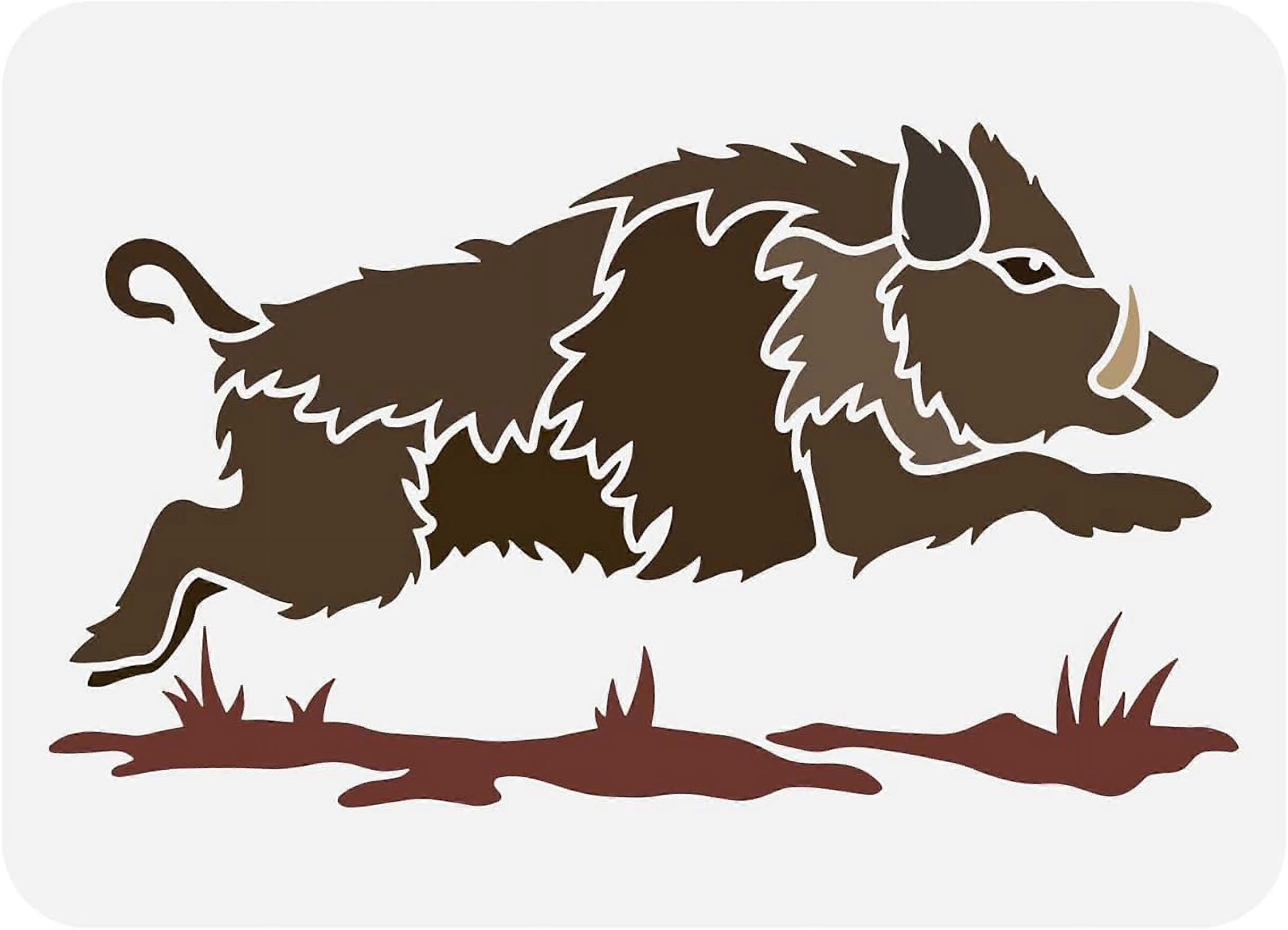 1pc Wild Boar Painting Stencil Reusable Drawing Template Plastic Stencil for Painting on DIY Home Decoration 11.7x8.3 inch