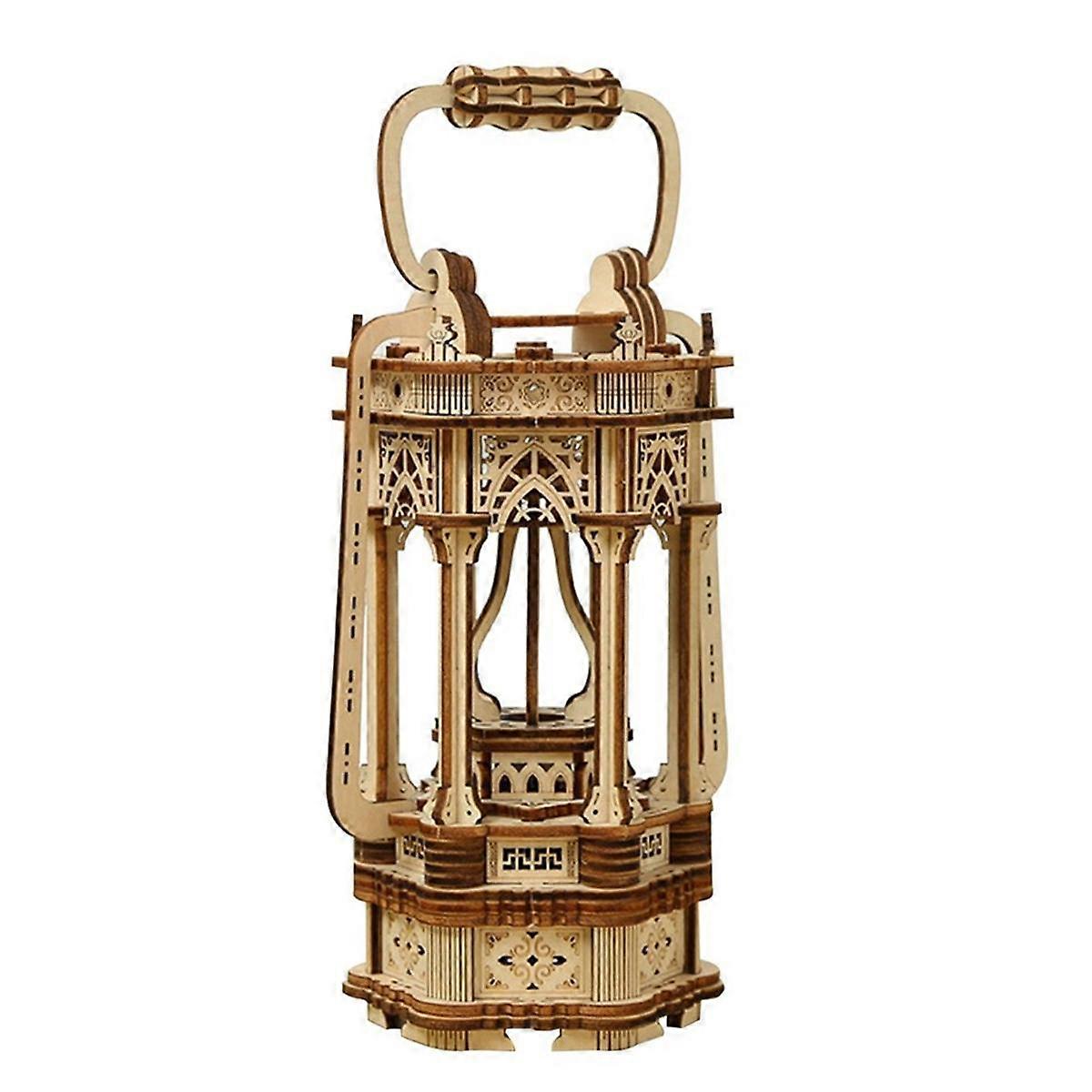 Drewniany trójwymiarowy montaż Retro Lampa Ręcznie robione DIY Montaż Latarnia Ozdoby na pulpit Starożytny styl
