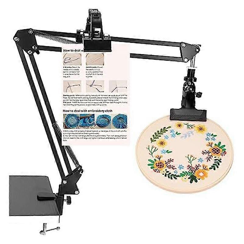 Embroidery Hoop Holder, Adjustable Embroidery Hoop Holder with Instruction Holder, Stitchand Embroi