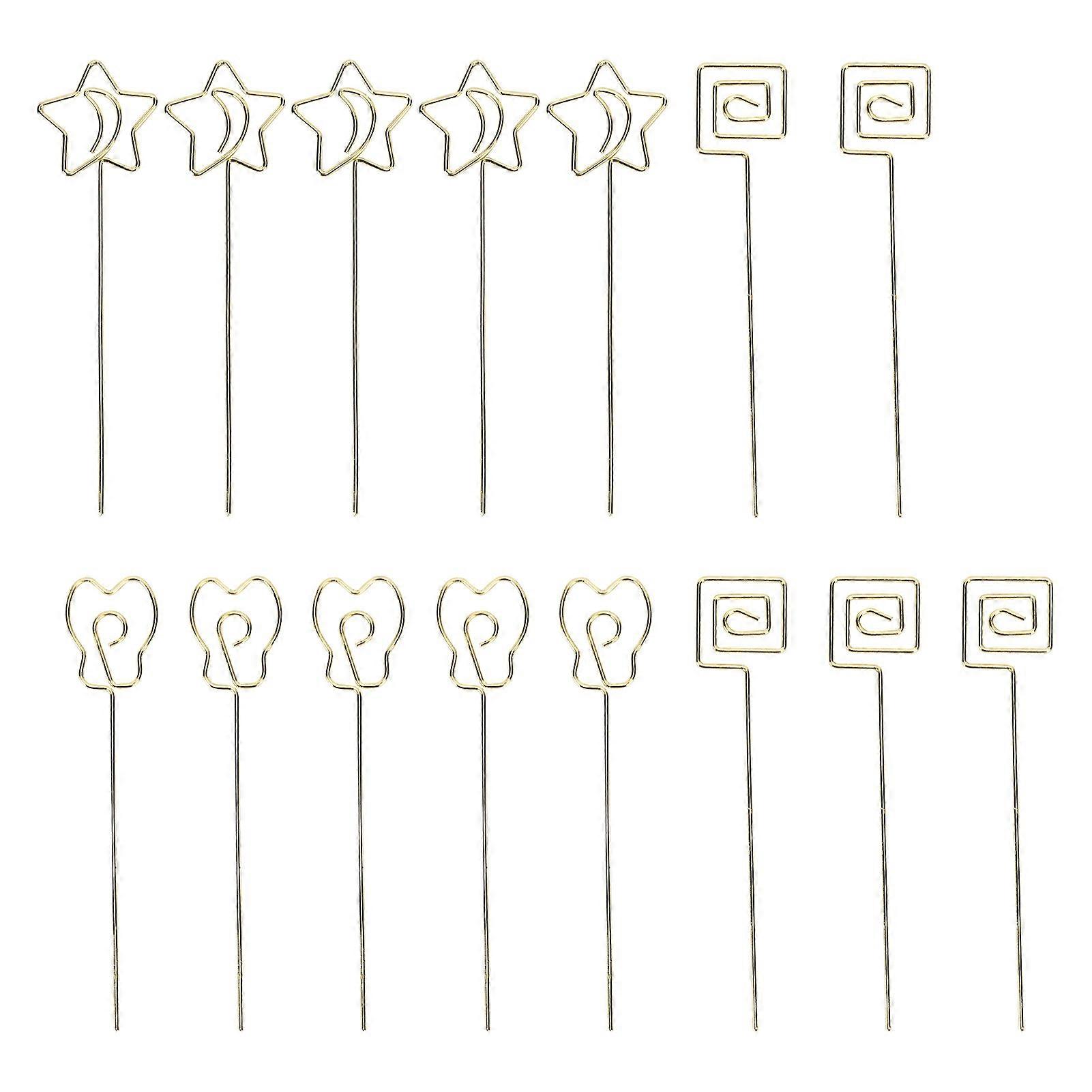 15pcs Table Number Holder Cute Shape Electroplating Process Practical Photo Stand for Office Anniversary PartyGold