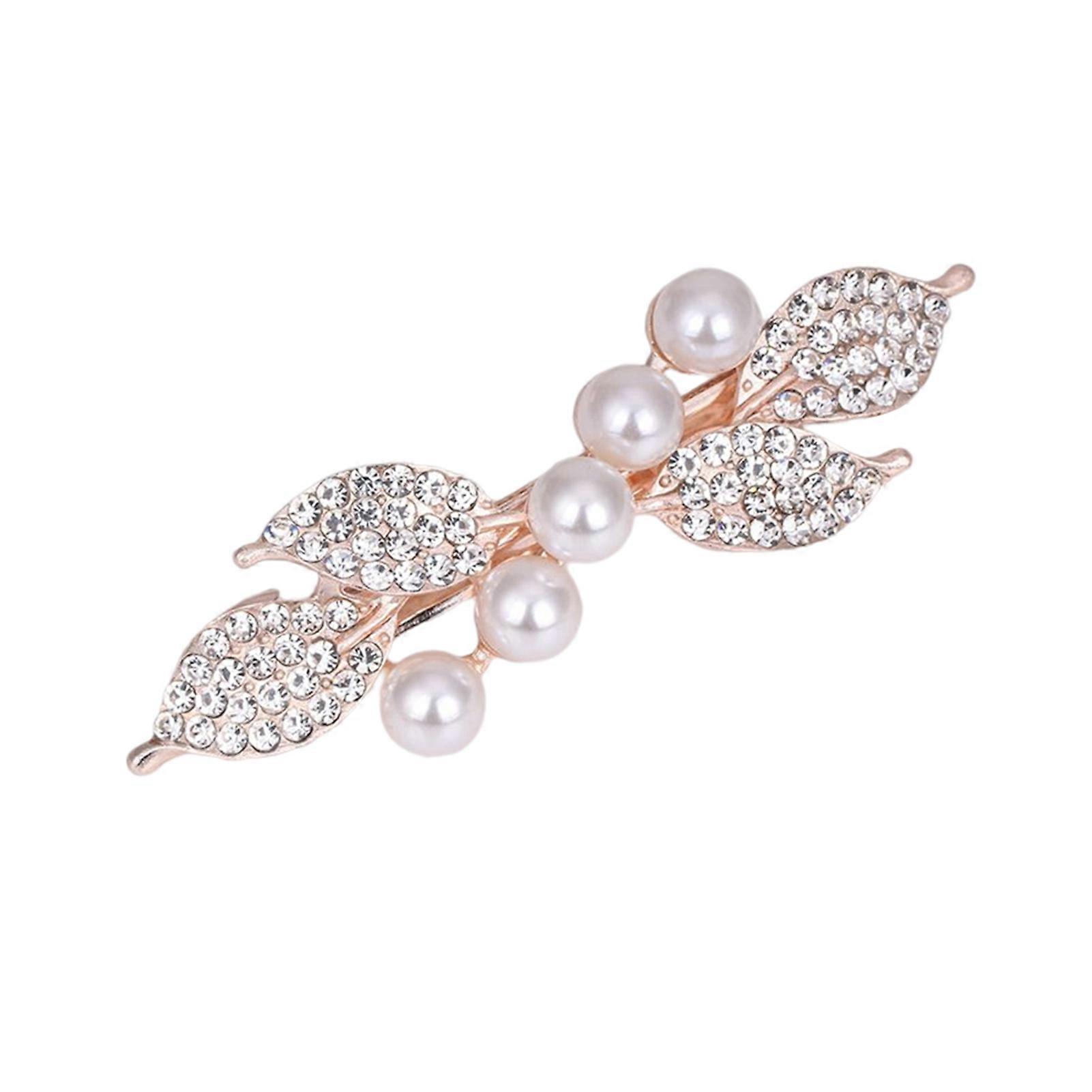 Ponytail Holder Snap Clip Pearl/Rhinestone Colorful Barrettes Grip Hairpins