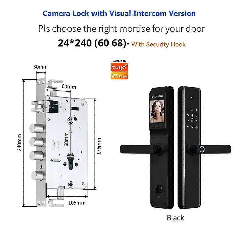 Tuya Wifi Video intercom Waterproof Fingerprint Smart Lock Electronic Intelligent Biometric Code Digital Smart Door Lock
