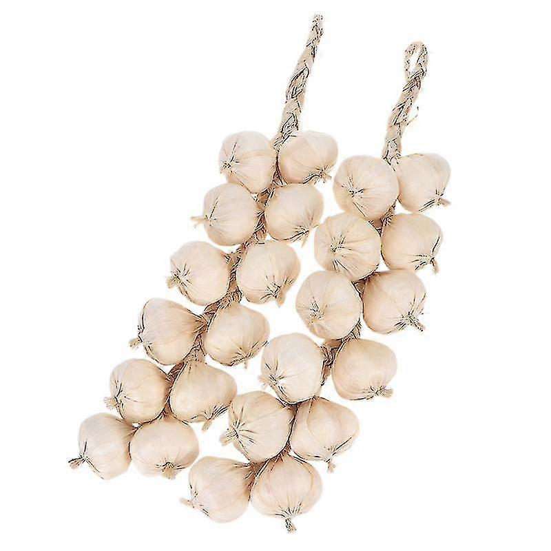 2pcs 20 Inch Garlic Strings / Artificial Vegetables / Artificial Garlic (beige)