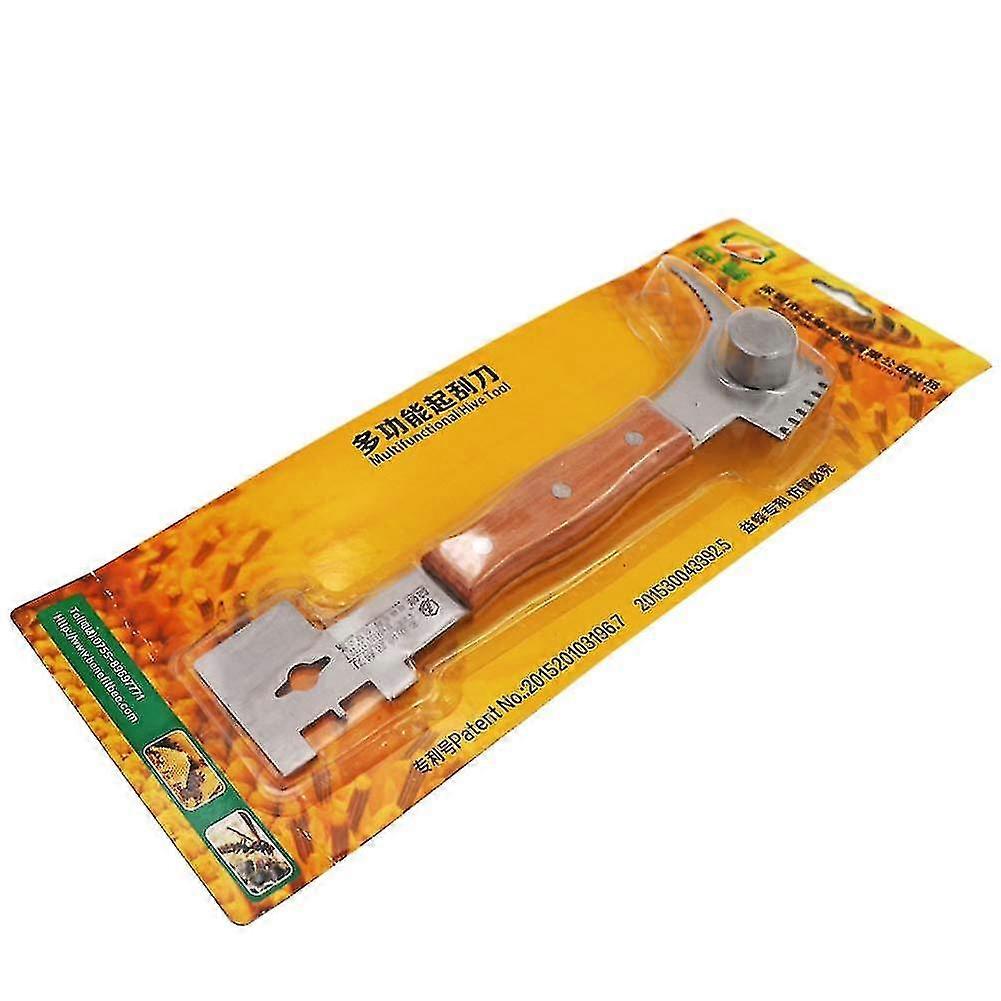 Bee Hive Scraper Bee Honey Knife Beekeeping Multi-functional Scraper With Stainless Steel Thumb Type Wooden Handle Hy
