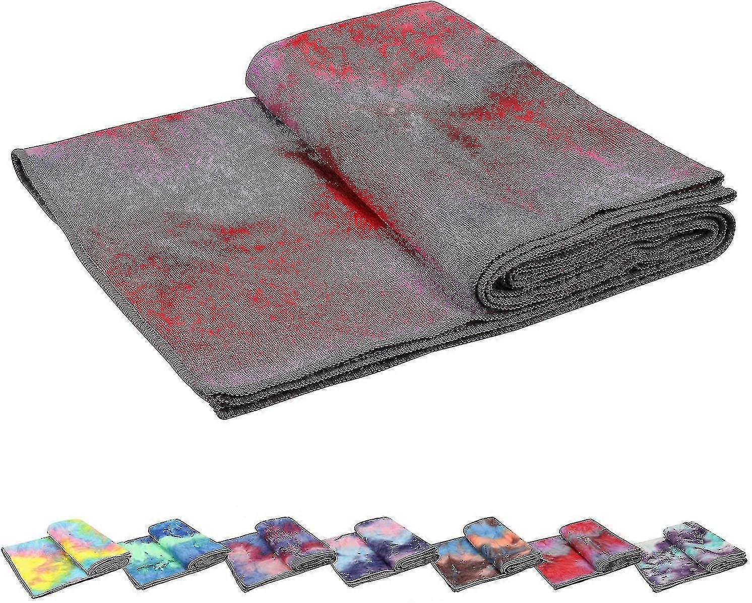 מגבות יוגה, מגבת יוגה חמה נגד החלקה עם מרקם וופל, שמיכת יוגה מיקרופייבר סופגת 100% ללא ריח, גודל סטנדרטי 24 אינץ' x 72 אינץ'