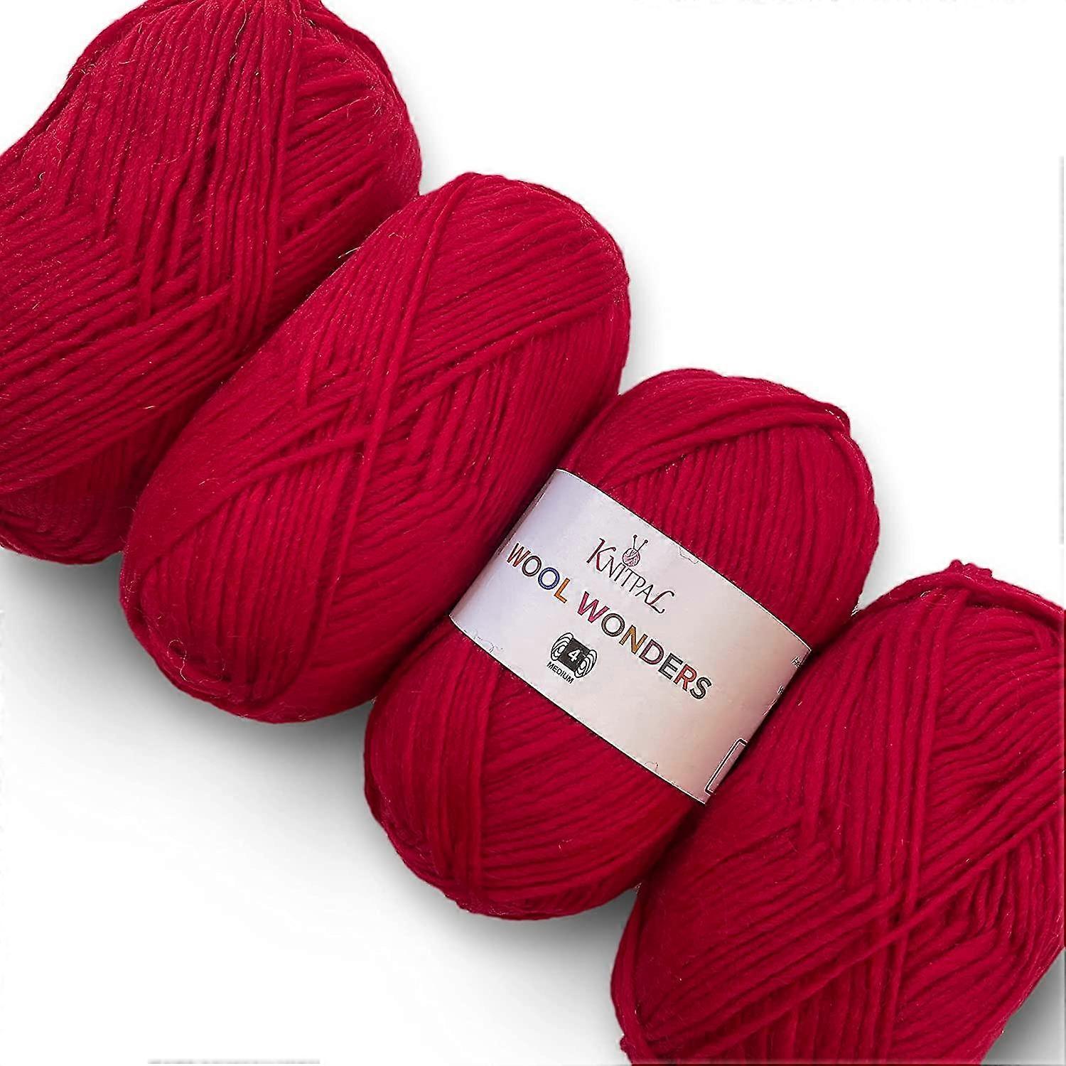 Wool Wonders Self-striping Variegated #4 Medium Heavy Worsted/aran Weight Thick Yarn, 30% Australian Wool And 70% Acrylic, 4 Skeins, 400g/640yds (cran