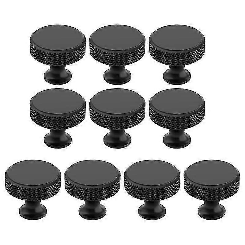 10 Pack Matte Black Knurled Cabinet Knobs Round Kitchen Cabinet Pulls cabinet handles brushed nickel