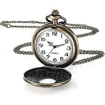 Vintage Smooth Quartz Pocket Watch With Chain - Antique Numeral Pocket Watch