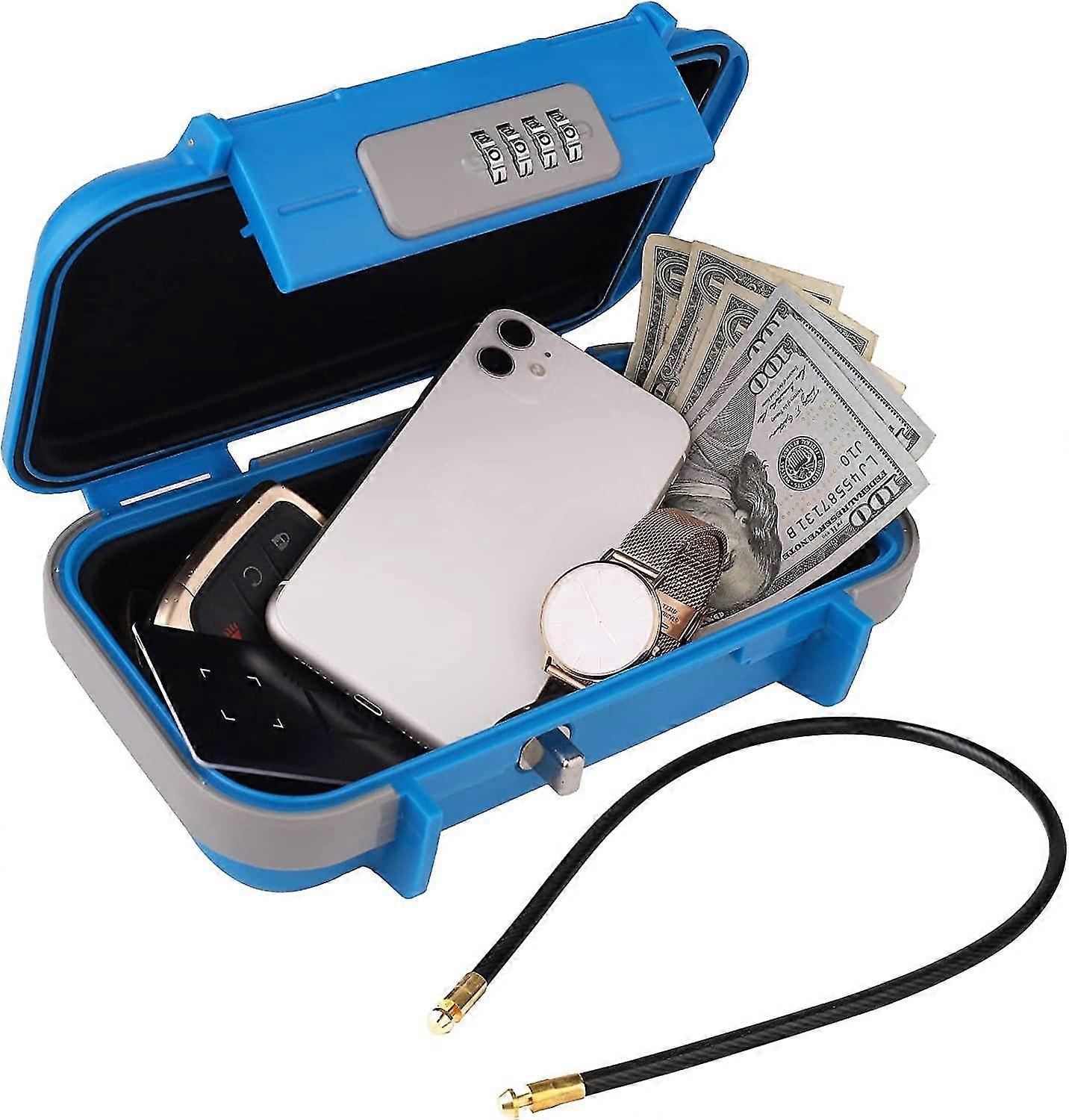 Portable Safe Box, Combination Lockbox, Waterproof Anti-theft Mini Travel Safe Box With Removable Chain, Portable Lock Box For Home,office Cash Box, K