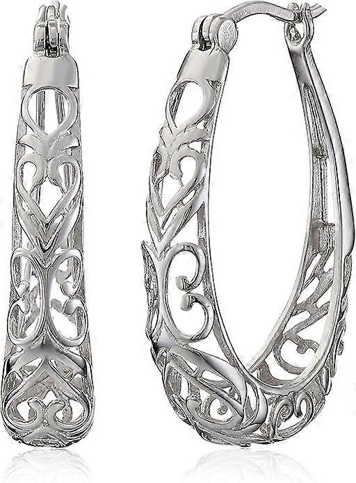Sterling Silver Filigree Hoop Earrings
