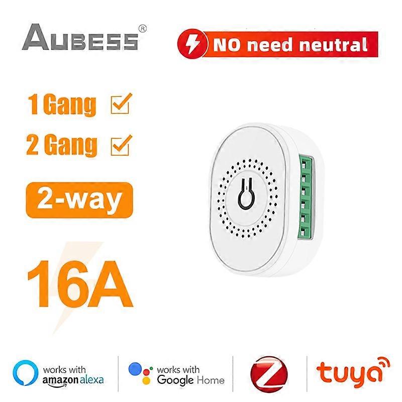 Tuya Zigbee 16A Mini Smart Switch Support 1/2 Gang 2-way Switch No Neutral