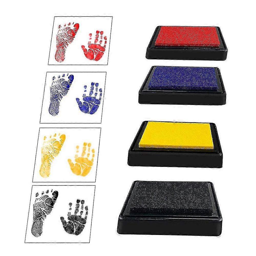 4pcs Baby Stamp Pads, Baby Footprint Set, Baby Foot Or Hand Stamp Set, Safe Reusable