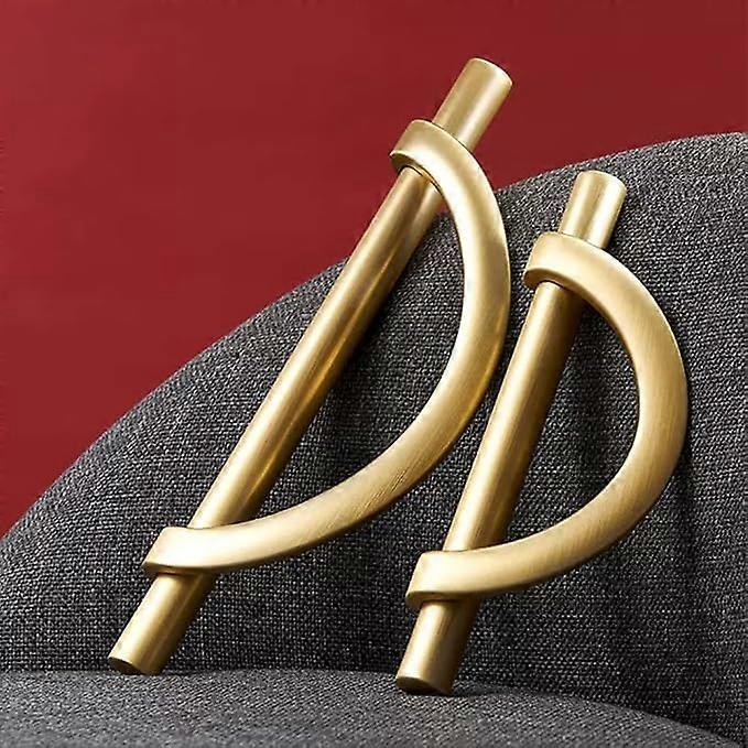 2 Pack Brushed Gold Drawer Knobs, Half Moon Shape, Dresser Cabinet Pulls, Kitchen Cupboard Drawer Pulls