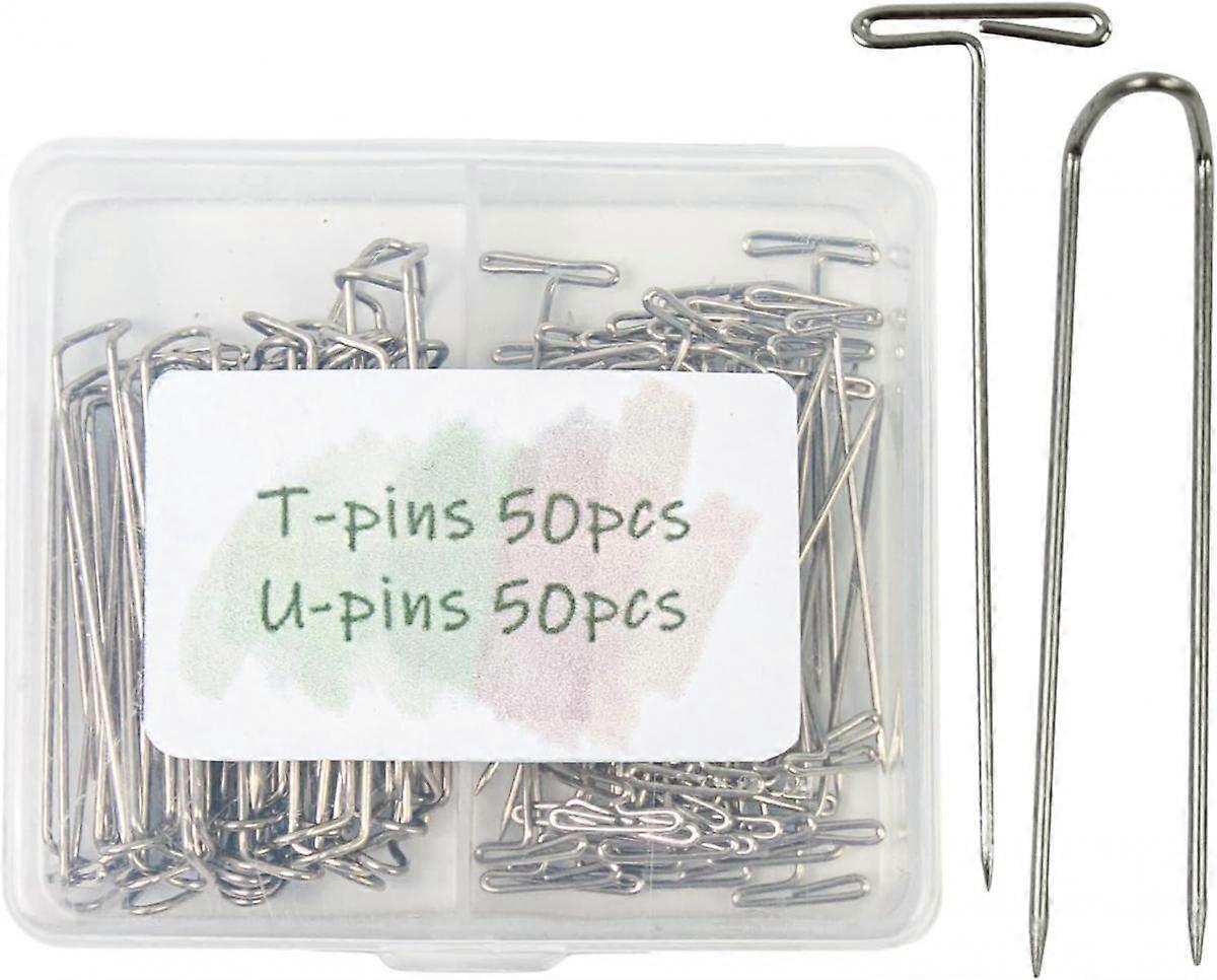 Blocking Pins for Knitting, Stainless Steel Anti-Rust T Pins U Pins Kit with Clear Box, Portable Needlework Supplies, Multi-Functional Modeling Croche