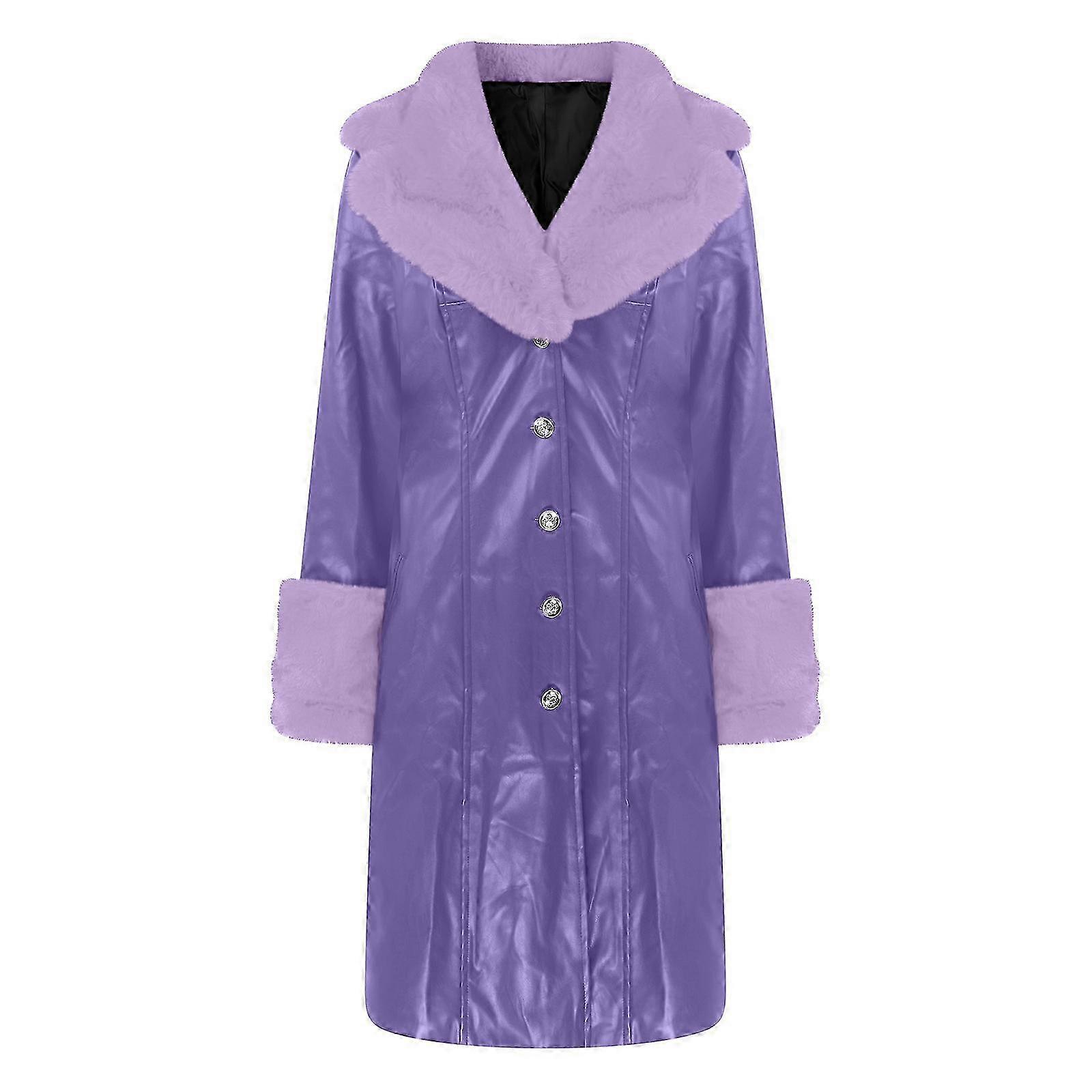 Women's Winter Warm Long Sleeve Pu Leather Jacket