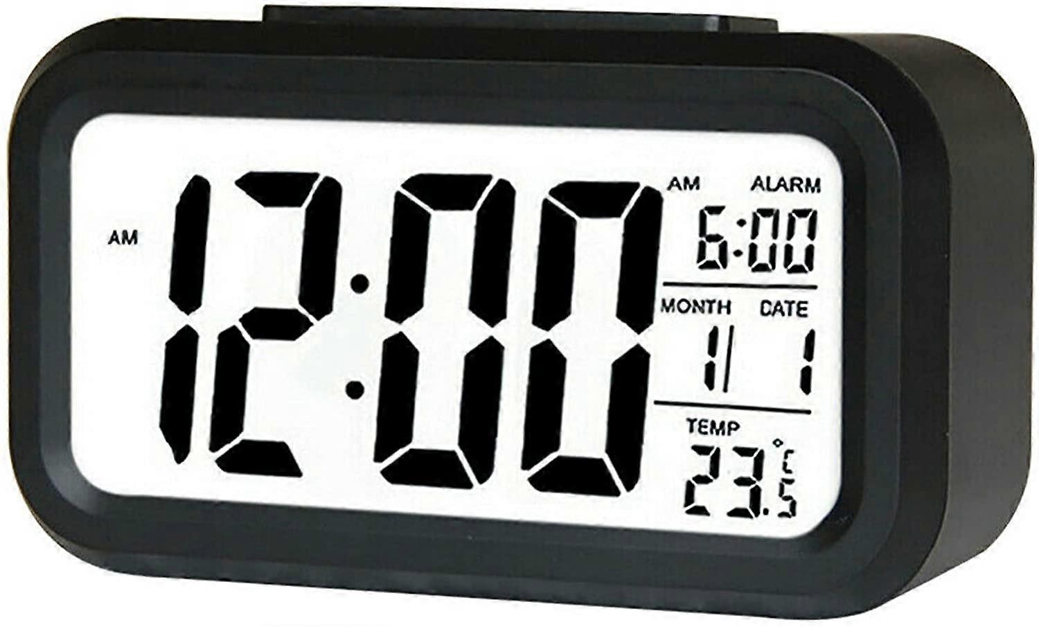 Led Digital Alarm Clock Backlight Snooze Mute Calendar Desktop Electronic Bcaklight Table Clocks Desktop Clock (black)
