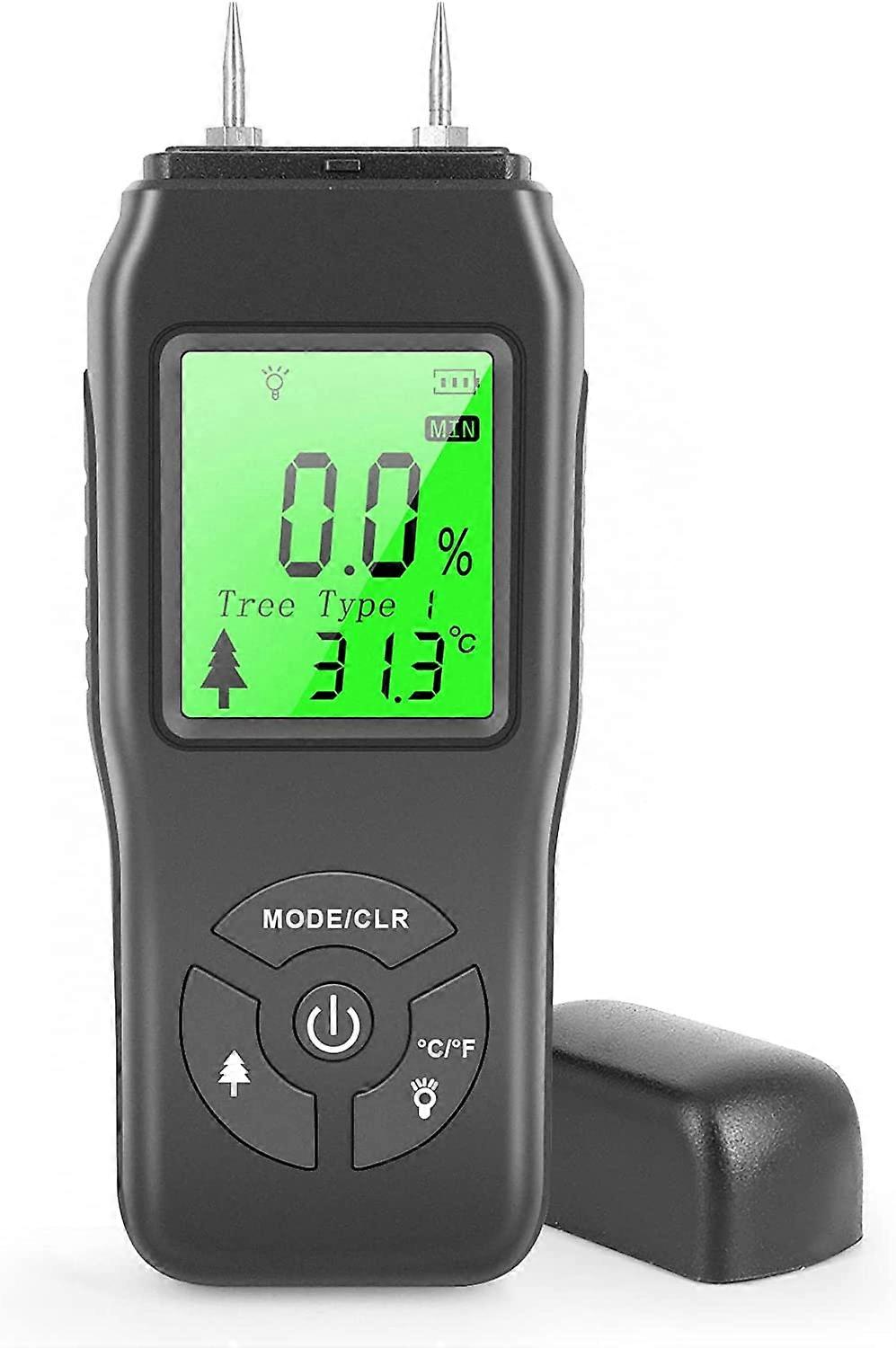 Wood Moisture Meter, Handheld Digital Moisture Detector, Backlit LCD Display, Water Leak Detector, Moisture Tester for Wood Building Material WallsFlo