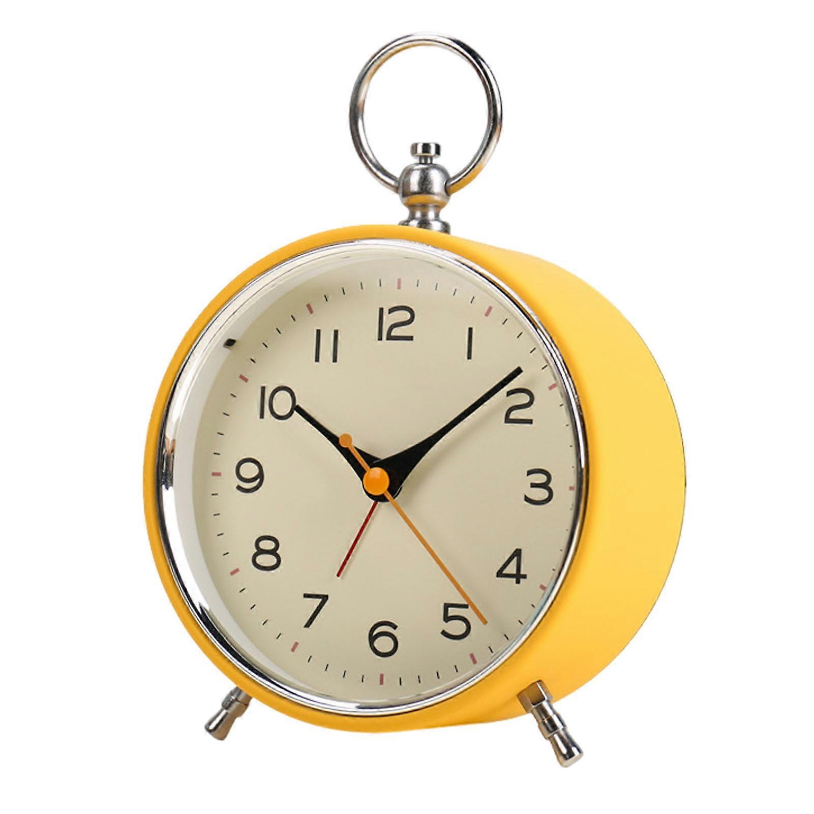 Retro Non-Ticking Alarm Clock with Night Light Accurate Quartz Movement Vibrant Color Metal Hanging Ring Alarm Clock