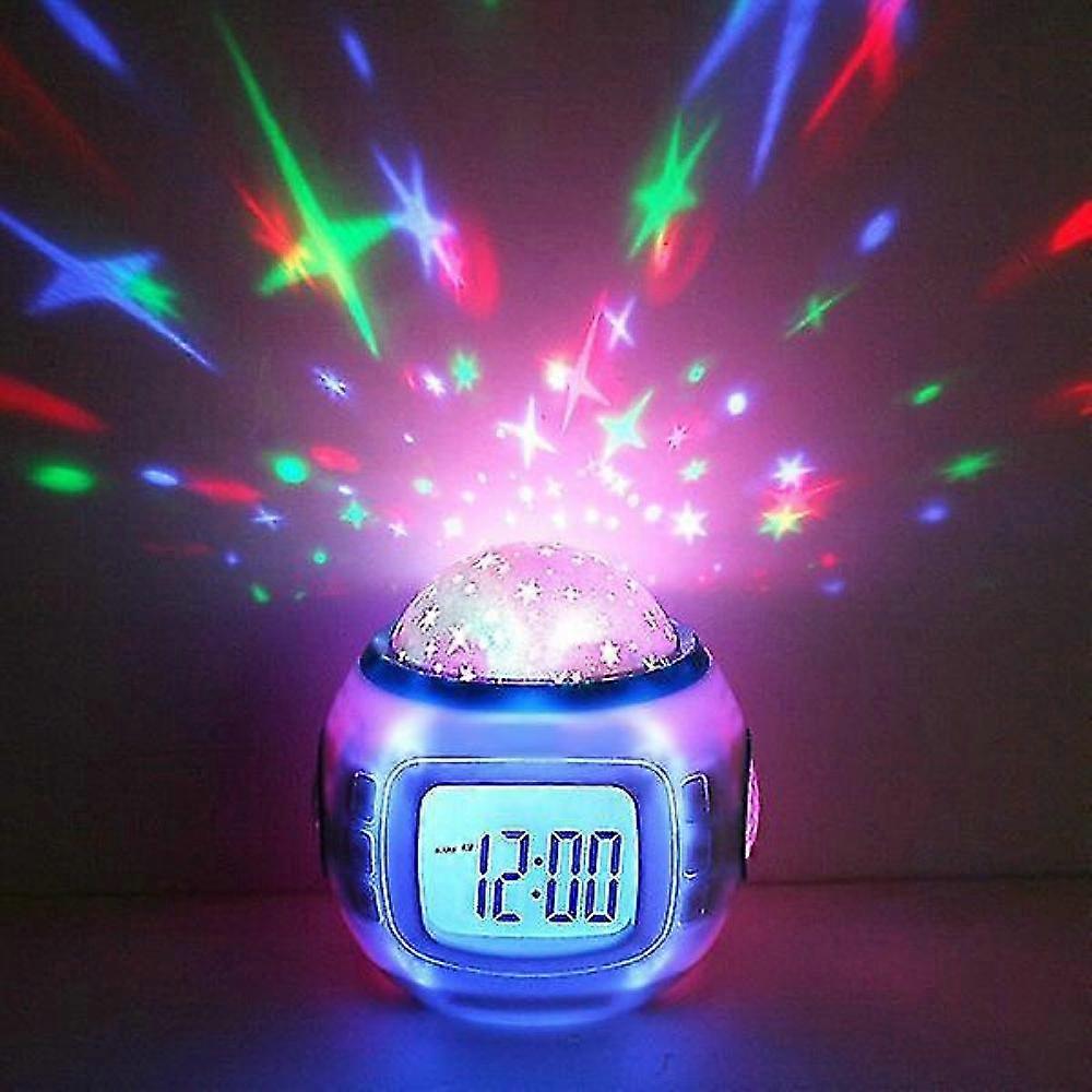 Children's alarm clock, night light, starry sky ceiling projector