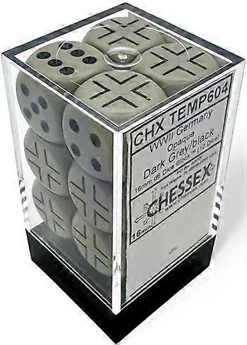 WW2 Dice German Opaque Dark Grey/black 16mm d6 Dice Block