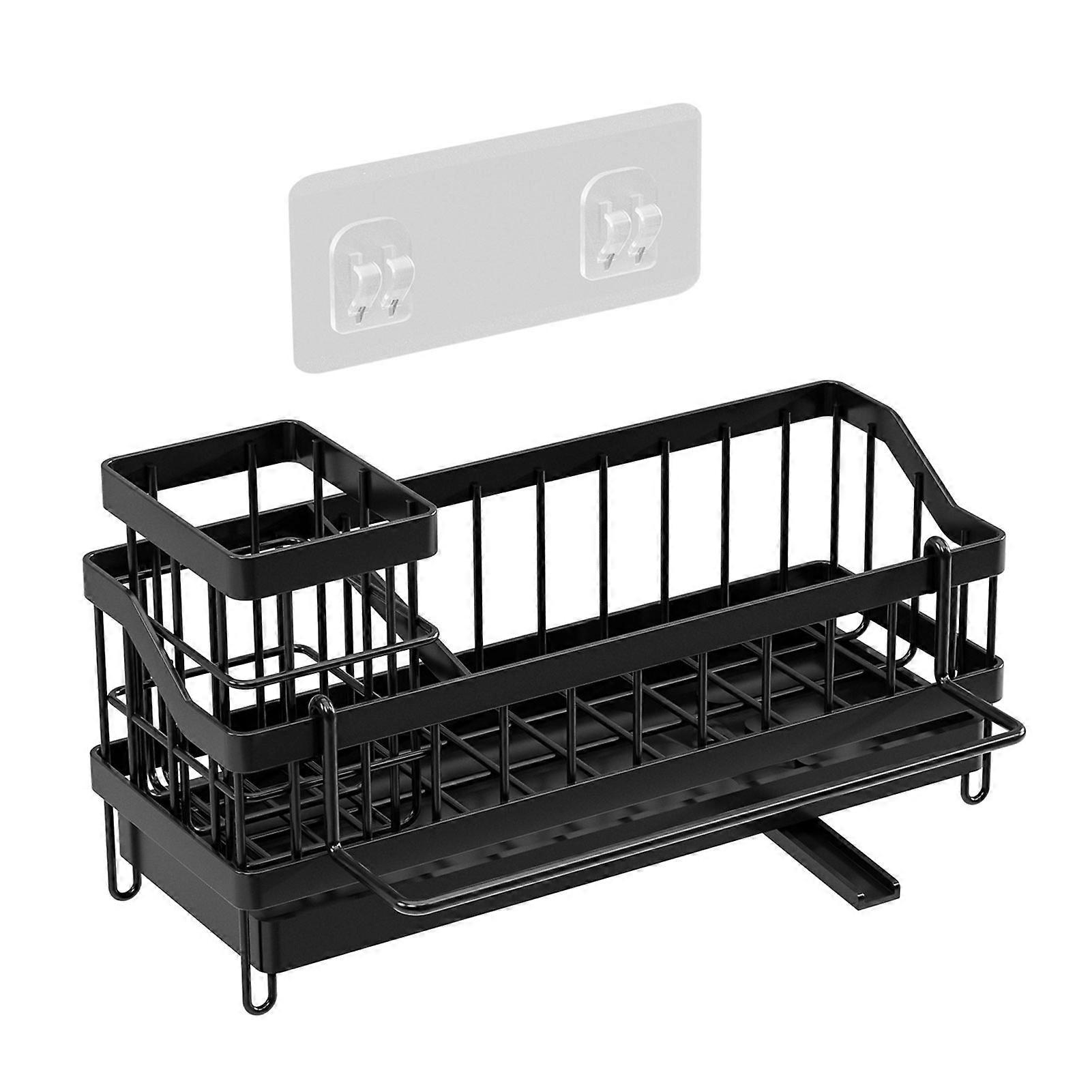 Sponge Holder Draining Rack Hollow Design Simple Installation Kitchen Countertop Sink Caddy Rustproof Dish Sponge Organizer