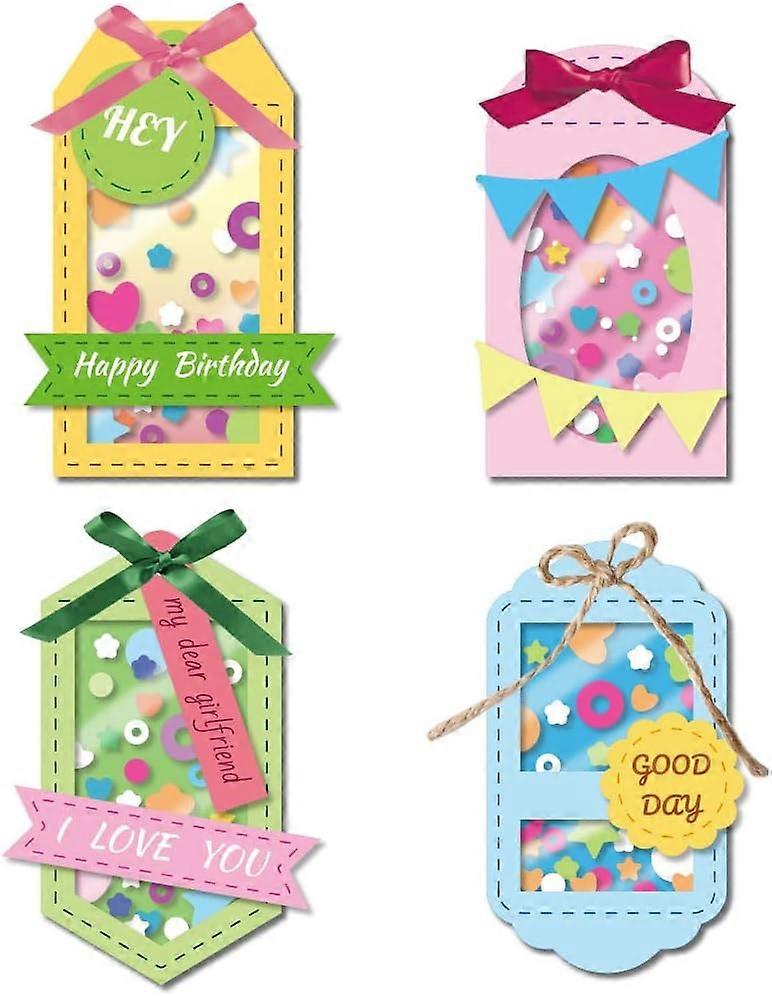 4 Styles Label Shaker Cutting Dies Card Borders Stitch Die Cut Carbon Steel Die Cuts Stencils Card Making Scrapbooking Embossing Template Dies for DIY