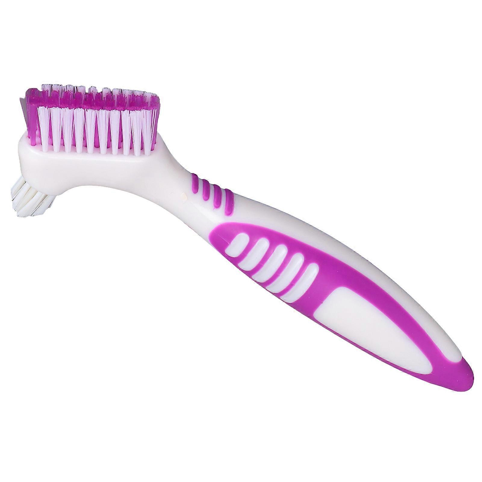 False Teeth Cleaning Brush Double Sided Portable Denture Toothbrush for False Teeth Cleaning