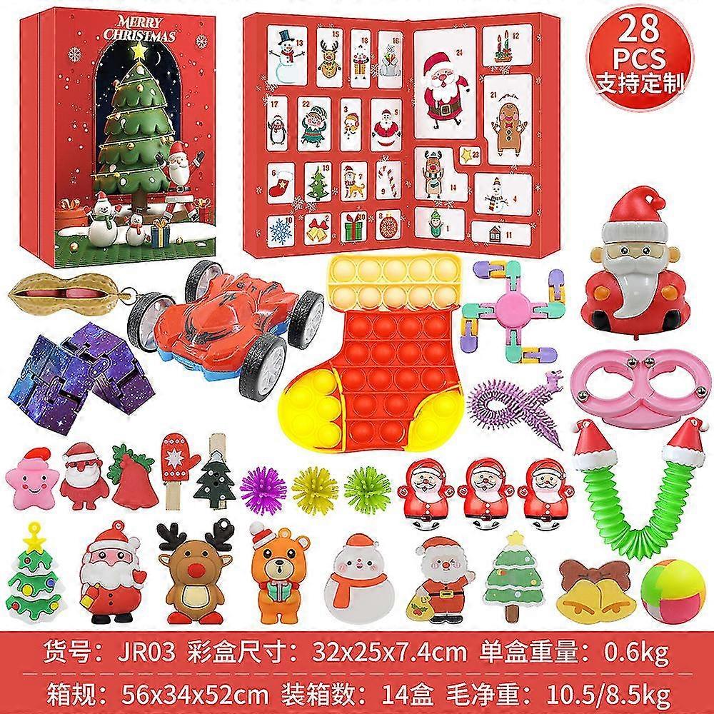 Christmas Double-sided Blind Box Set Diy Dekompresjon Venting Sensoriske leker 24-dagers Countdown Gift Box