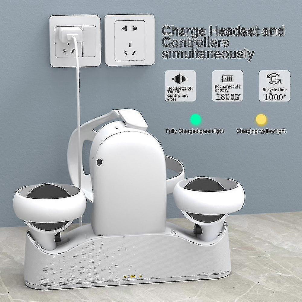 مجموعة قاعدة الشحن ل Oculus Quest 2 ، كابل وصلة USB-c ، بطاريتين قابلتين لإعادة الشحن ، 2 غطاء بطارية لوحدات تحكم VR وسماعة الرأس