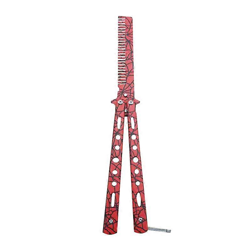 Butterfly Trainer Comb,Stainless Steel Unsharpened Slice Butterfly Training Comb Practice Tool Beginner Comb for Beginner Training (Red)1pcs