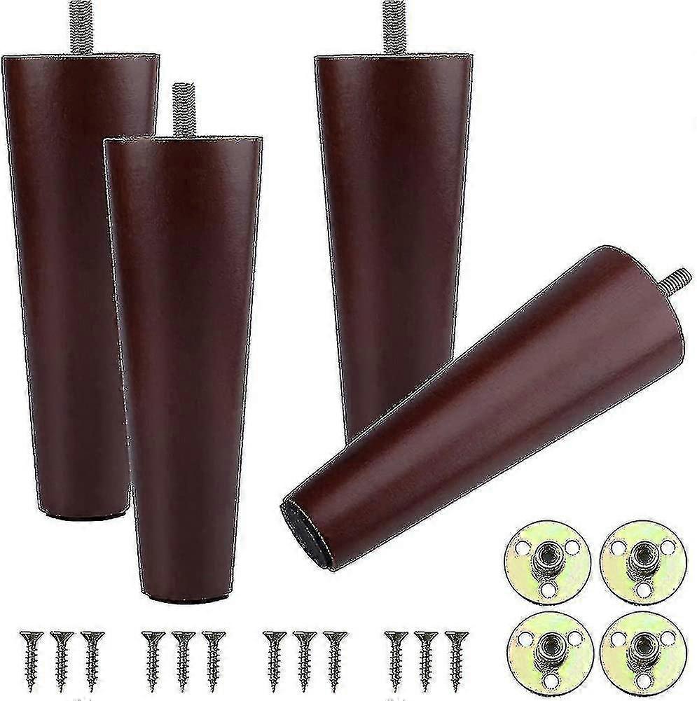 Pernas para o conjunto de móveis de 4, pernas de móveis de 4 polegadas, meados do século Taper Walnut de alta qualidade